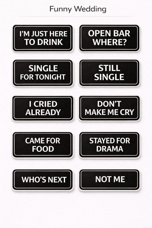 Funny Wedding Black and White Plain
